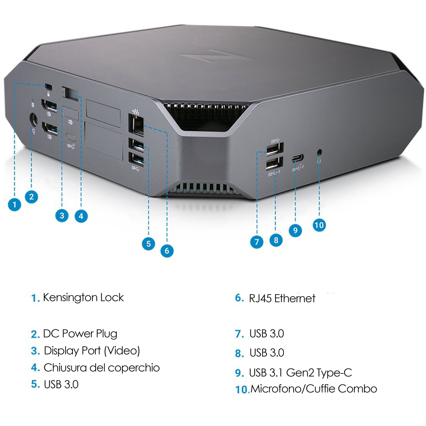 HP Z2 Mini G4 PC Computer Intel i5-8500 Ram 16GB DDR4 SSD 512GB Freedos (Ricondizionato Grado A)