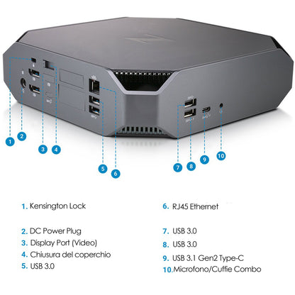 HP Z2 Mini G4 PC Computer Intel i5-8500 Ram 16GB DDR4 SSD 512GB Freedos (Ricondizionato Grado A)