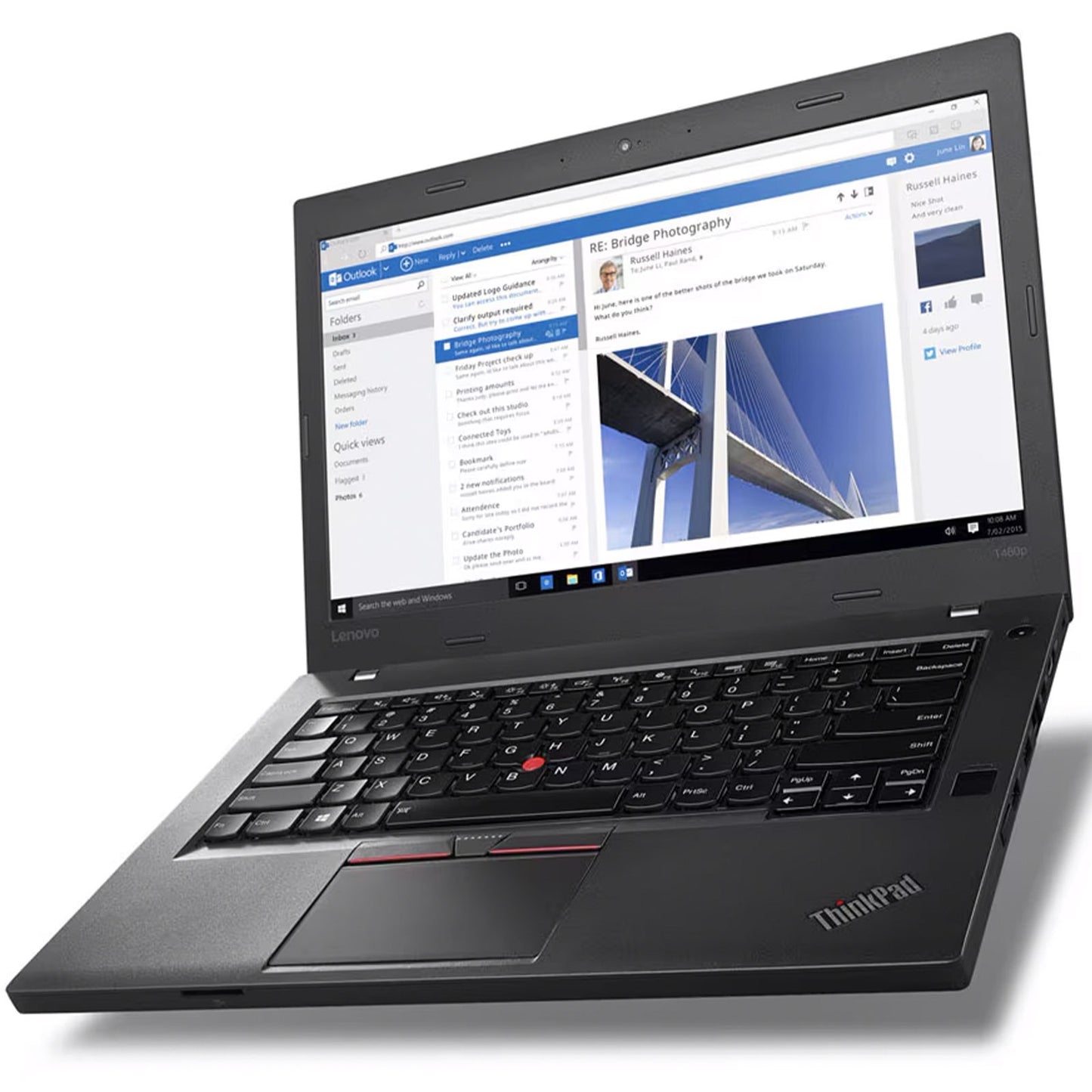 Lenovo ThinkPad T460p Notebook 14" Full HD Intel i5-6440HQ Ram 8GB SSD 240GB Webcam Freedos (Ricondizionato Grado A)